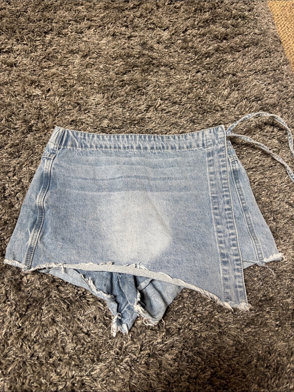 Princess Polly Light Blue Wrap Denim Skort with Tie-Side